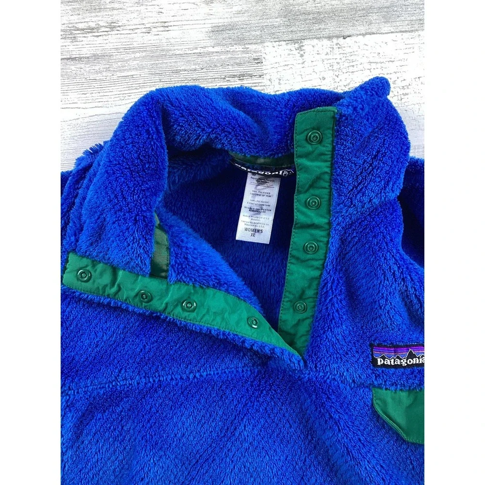PATAGONIA Re-Tool Snap-T Pullover Blue/Green Fleece Women's  XL PolarTec 1/4 Zip - Picture 11 of 13